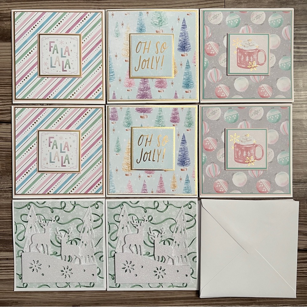 Handmade Christmas Holiday Greeting Cards Set of 8 Square 5.5” x 5.5”